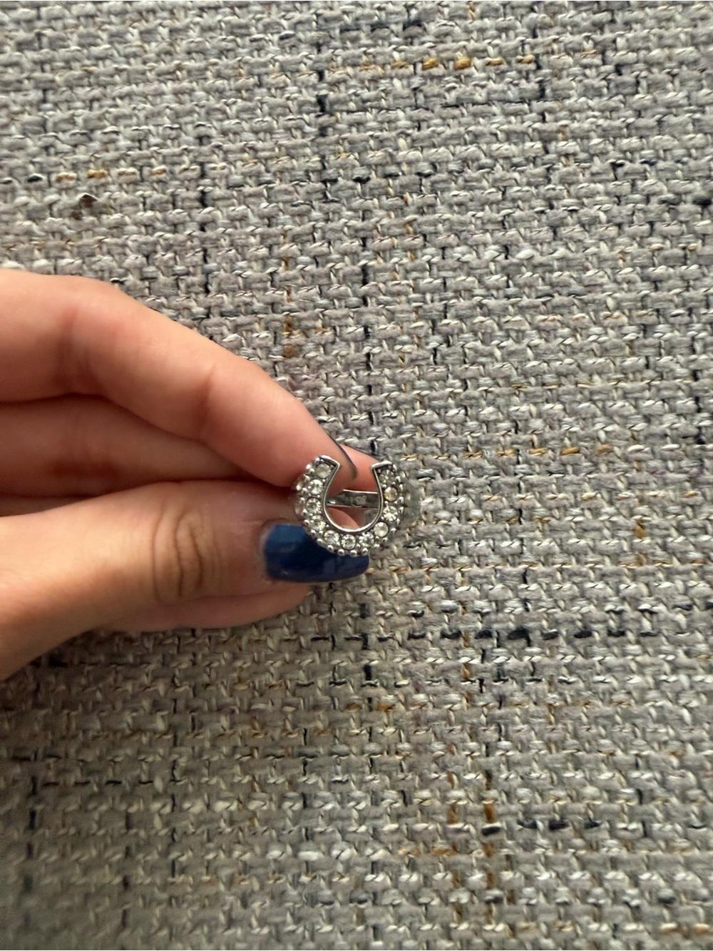 Silver Horseshoe Crystal Ring Accent - Sparkling Silver